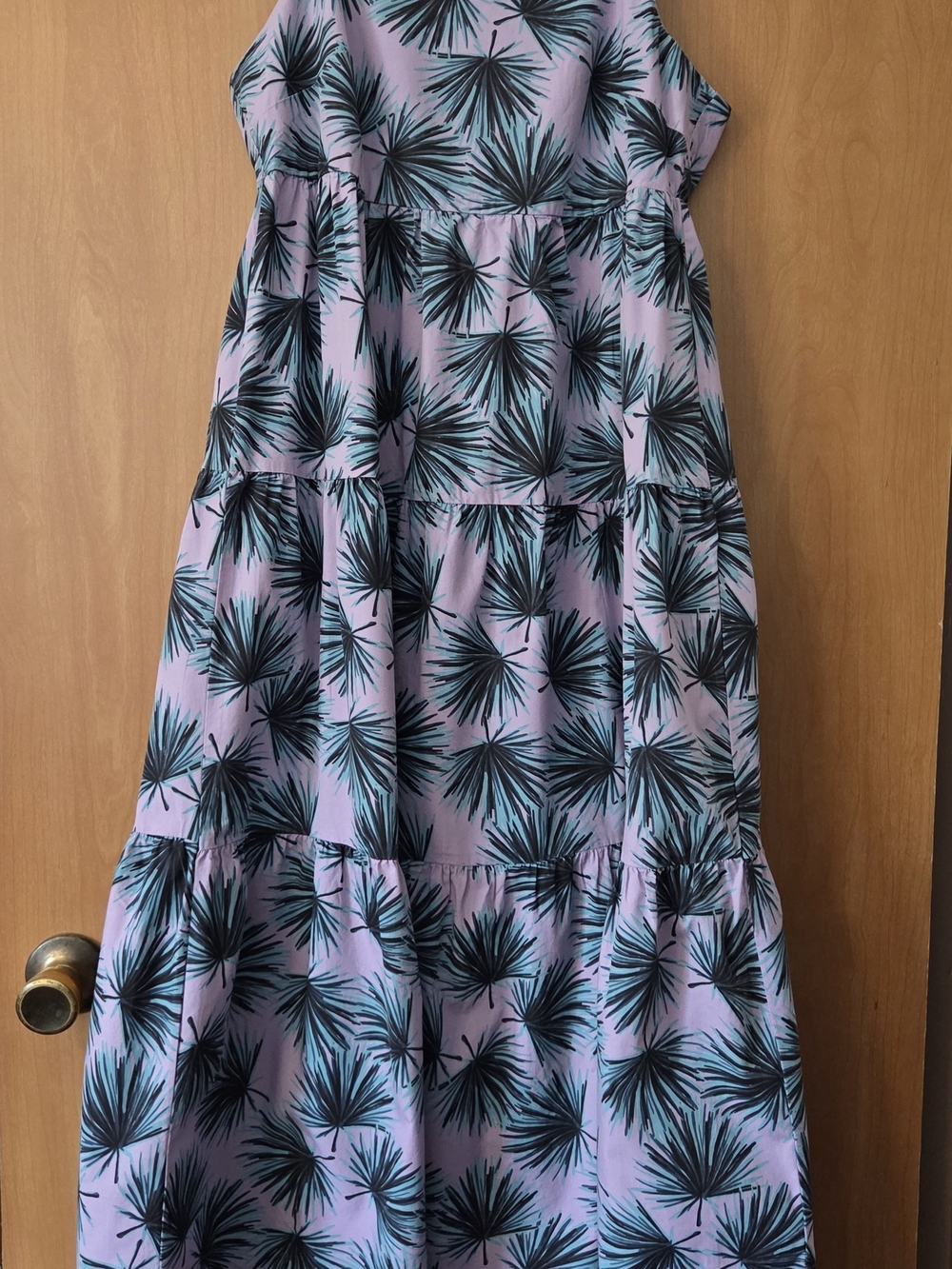 dip Lavender Maxi Dress with Teal and Black Palm Print Size S Summer Maxi Beach
